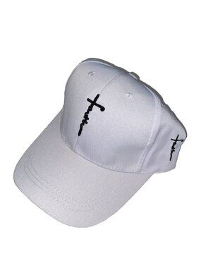 Faith Cross white Embroidered Christian Baseball Cap Adjustable Hat Jesus God